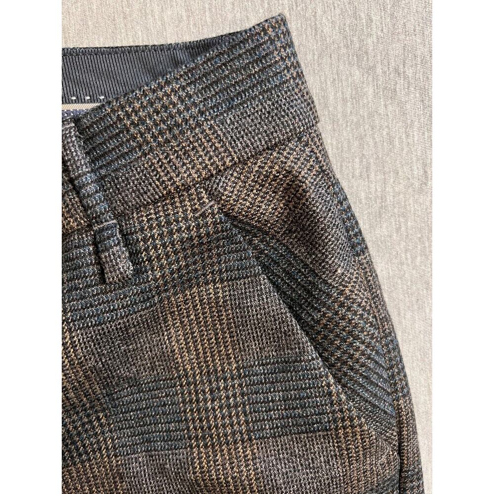 Via Masini 80 Womens Textured Check Pants Brown Bronze Thread Size 6 WOOL - Picture 3 of 10